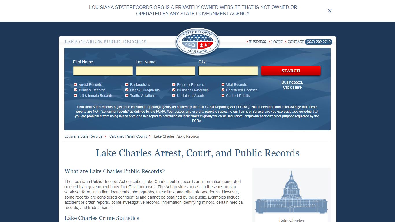 Lake Charles Arrest and Public Records | Louisiana.StateRecords.org