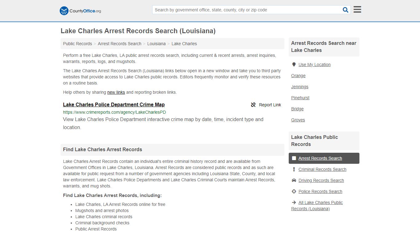 Lake Charles Arrest Records Search (Louisiana) - County Office