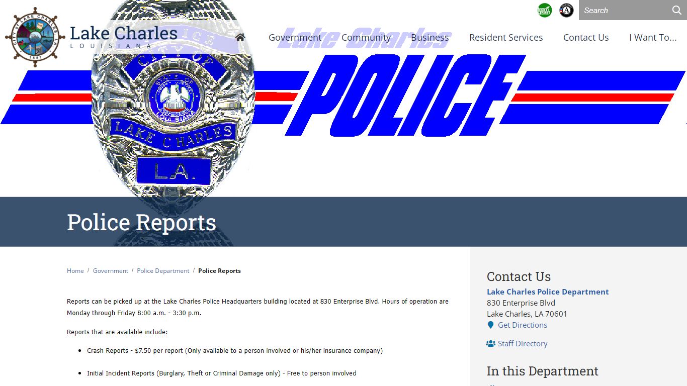 Police Reports / Lake Charles, Louisiana