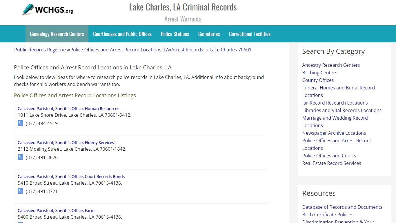 Lake Charles, LA Criminal Records - Arrest Warrants - WCHGS.org