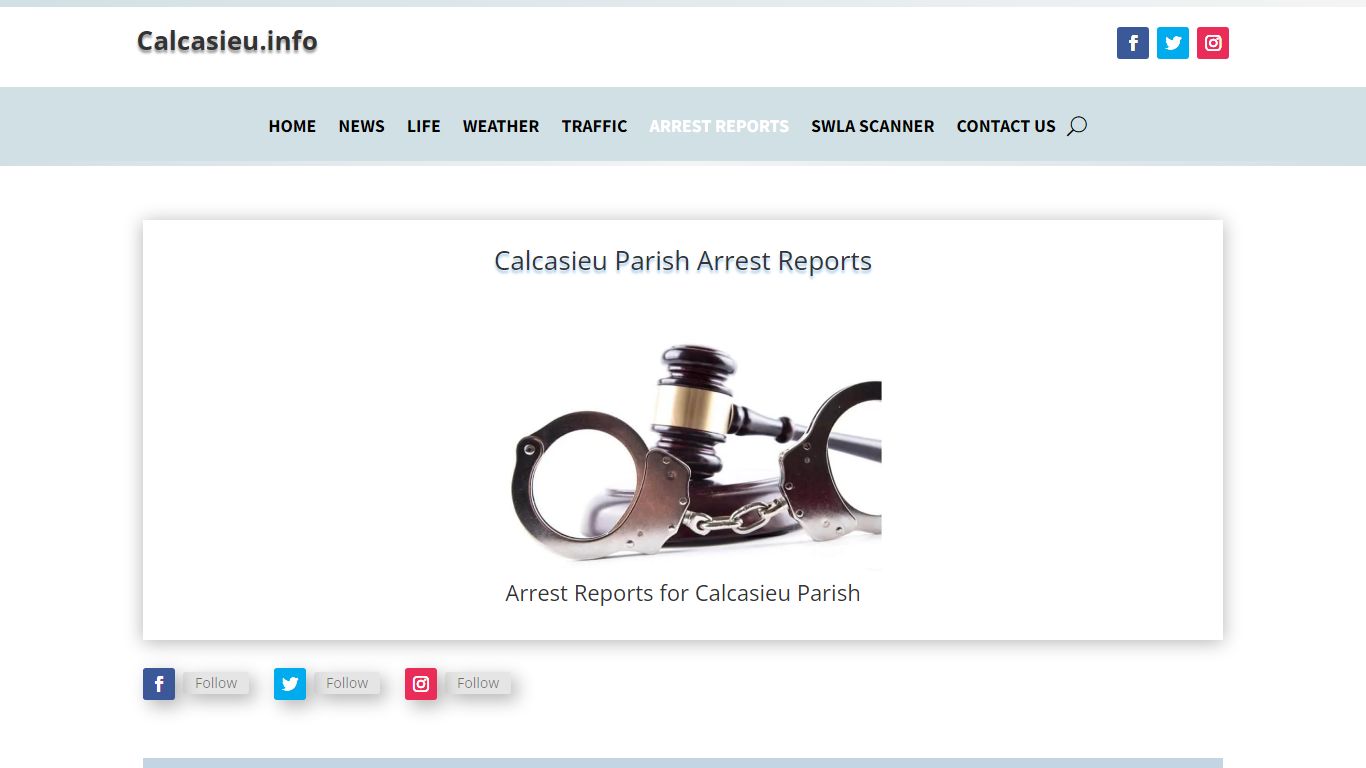 Calcasieu Parish Arrest Reports | Calcasieu Information